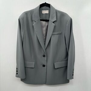 545 Crescent grey woman structured classic career minimalist button blazer M